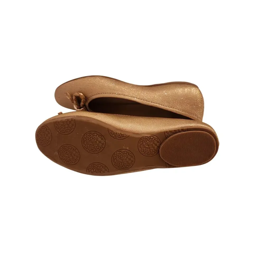 Vince Camuto Girls Penelope Gold Sparkly Flat Formal Shoe 11.5